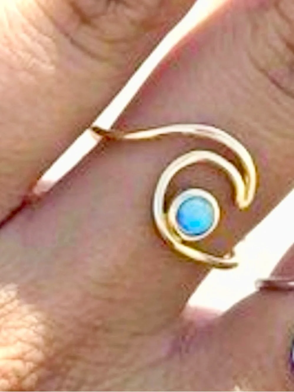 Opal Sterling Silver Gold Plated Modern Wave Ring NWT